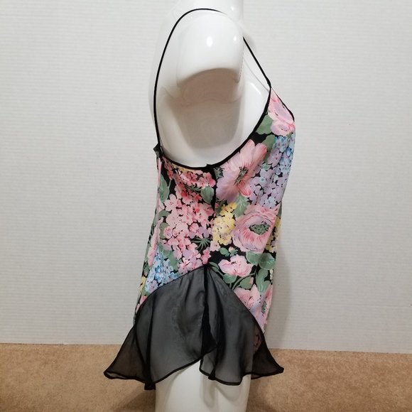Victoria's Secret teddy Large floral print ruffle trim snap crotch VINTAGE - Picture 4 of 13